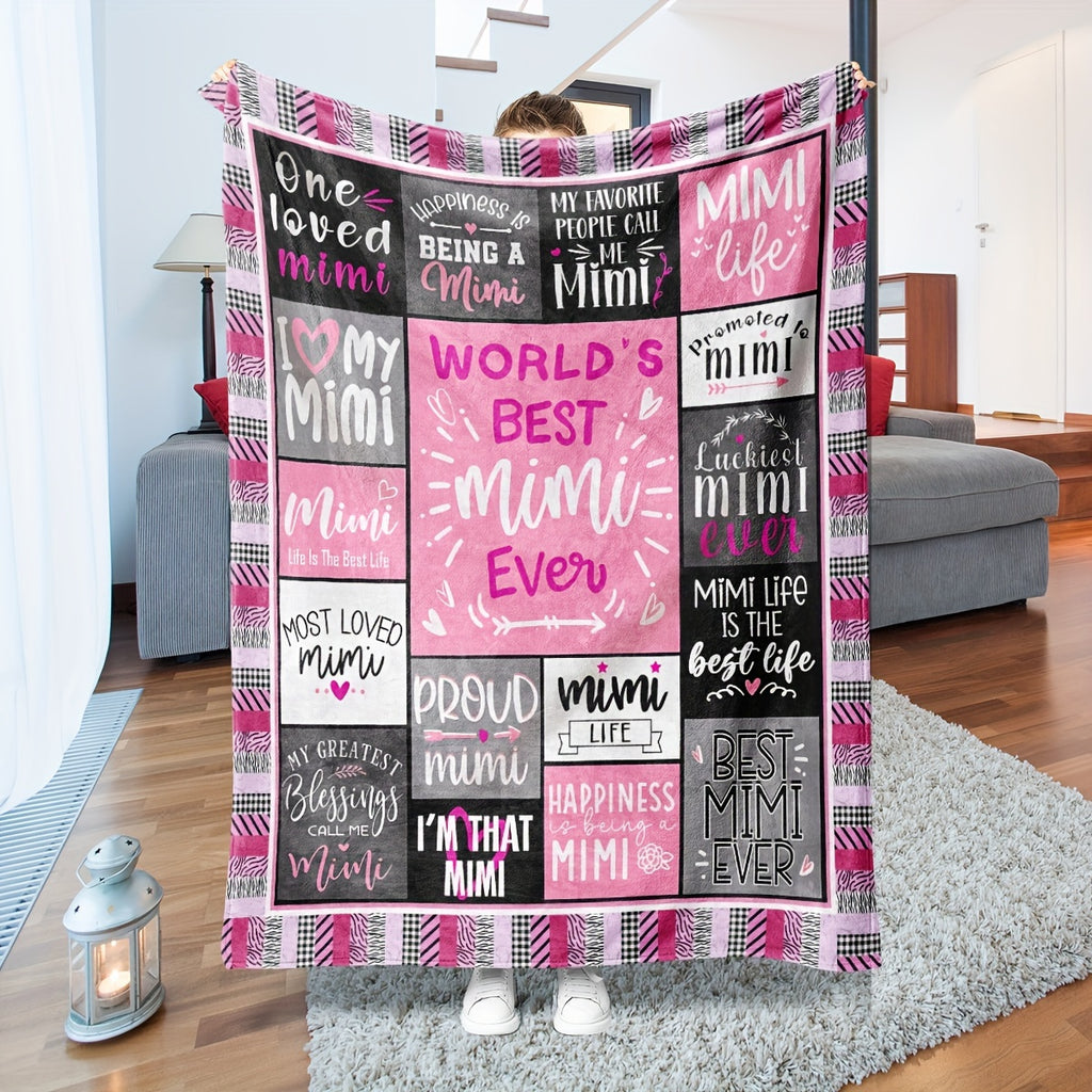 1pc, Mimi Gifts, Mimi Gifts for Grandparents Day, Mimi Gifts for Grandma- Cool Mimi Birthday Gift- Grandma Mimi Soft Flannel Blanket, Best Mimi Ever Gifts Pink(mimi Blanket) Blanket, Sofa Blanket, Soft Blanket