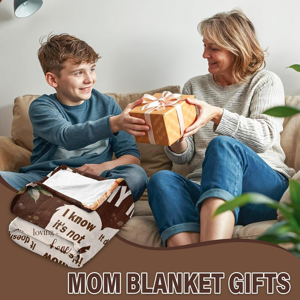 Presents for Mom from Her Son, a Cozy Blanket That Says 'I Love You Mom', Perfect for Christmas And Thanksgiving, a Soft Flannel Blanket for Her Birthday And Mother'S Day, Measuring 50 X 60
