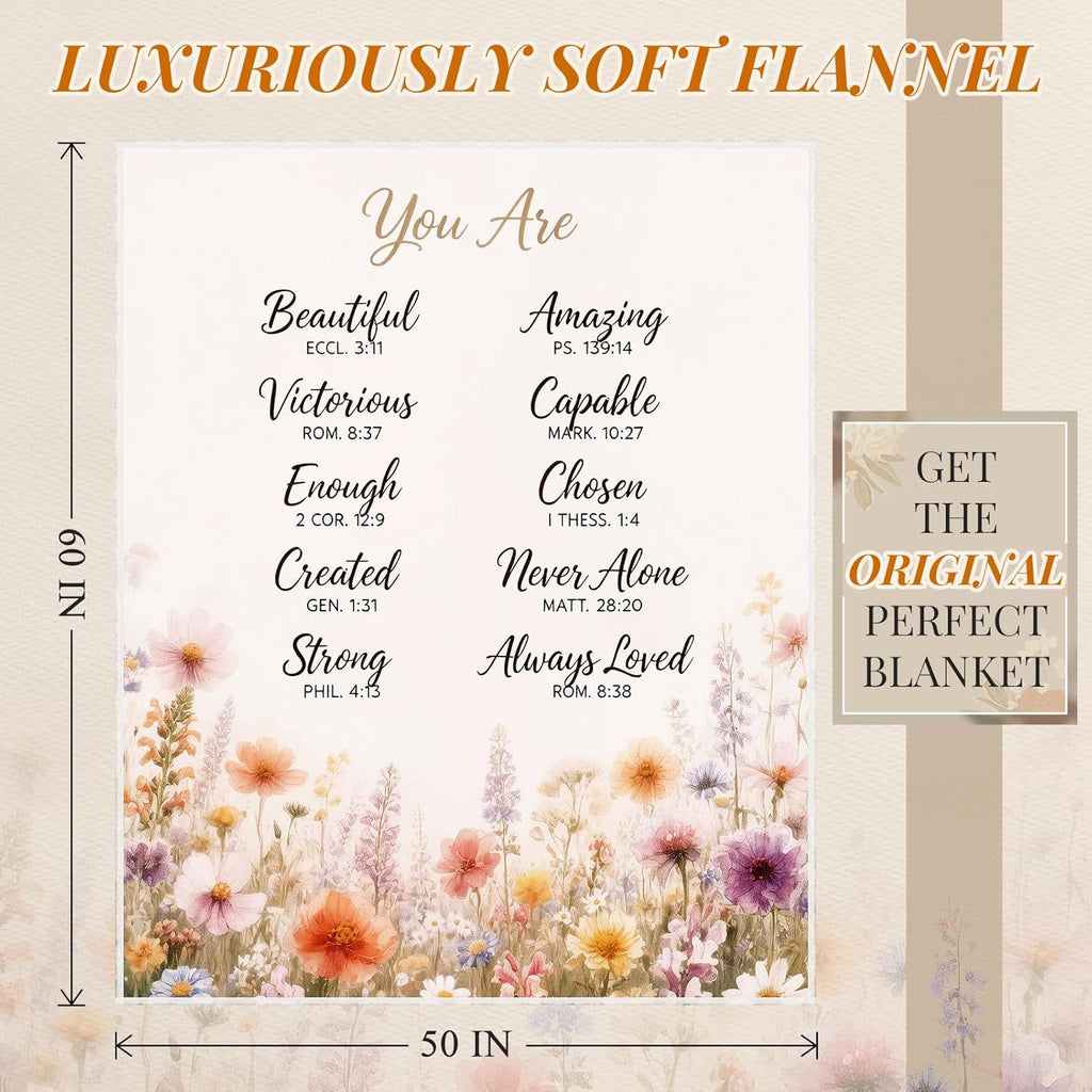 Christian Gifts for Women, Mom Religious Inspirational Catholic Confirmation Communion Faith Gift for Friend, Birthday Valentines Mothers Day Easter Christmas Throw Blanket for Wife Girls 60''x50''