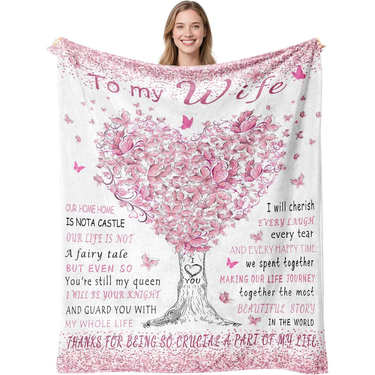 Birthday Gifts for Wife from Husband, Wife Birthday Gift Ideas, Wedding Anniversary Romantic Gifts for Women, Christmas& Valentines Day Gift for Wifey, to My Wife's Flannel Throw Blanket 80 X 60