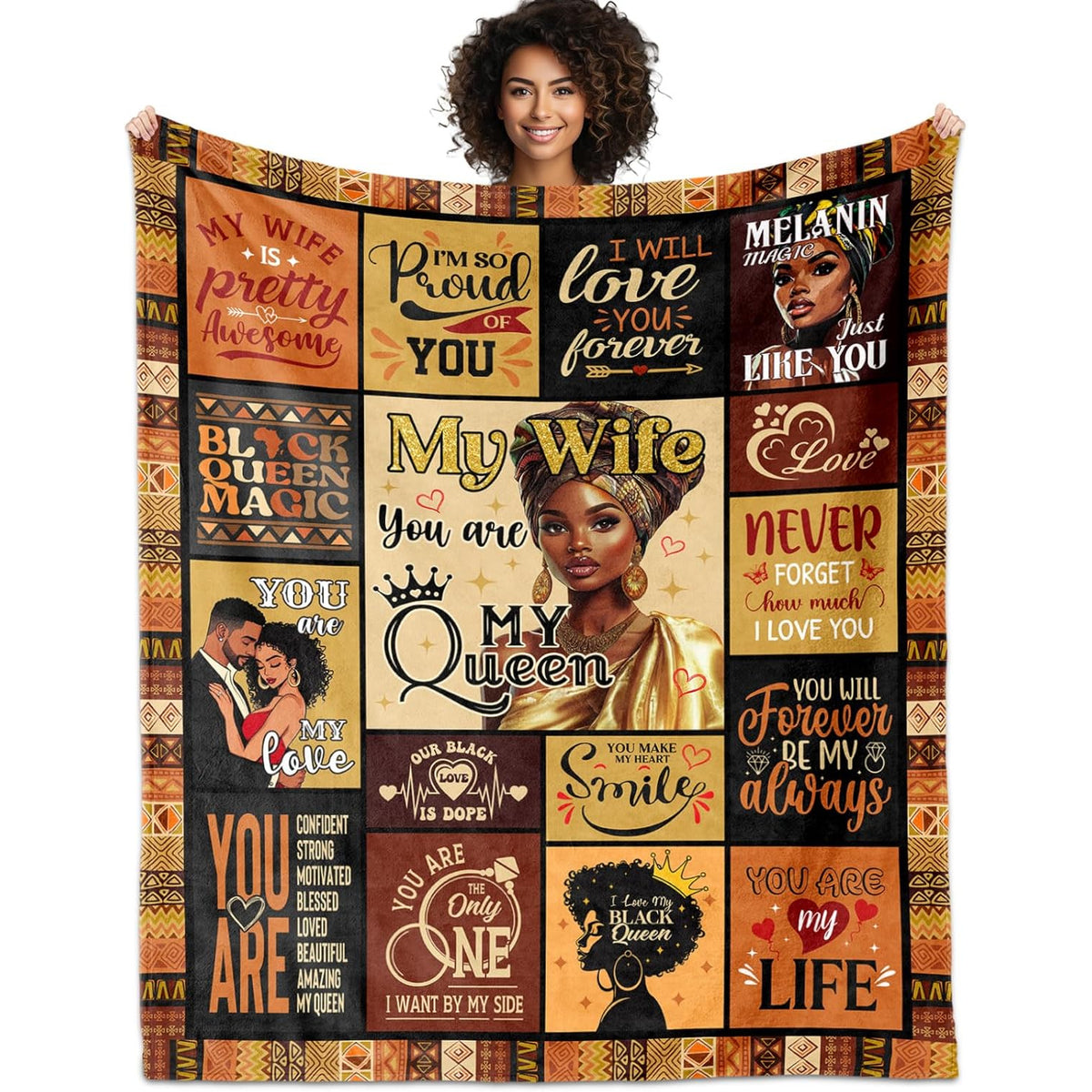 Gifts for an African American Wife from Her Husband, Including a 60X50 Blanket, Unique Birthday Gift Ideas for a Cool Black Wife, Wedding Gifts for Women, And Afro-Inspired Presents for Valentine'S Day