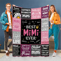 1pc Cozy Best Mimi Ever Pink Plaid Patchwork Flannel Throw Blanket- Soft, Warm, and Stylish with Heartfelt Quotes- Perfect for Sofa, Bed, Office, and Travel- Ideal Gift for Birthdays and Holidays, Travel Accessory| Playful Design| Flannel Blanket,