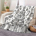1pc Large Flannel Blanket with Black and White Christmas Tree and Gift Pattern, Simple Holiday Design, Suitable for Weekend Naps on the Sofa, Reading Time, and Seasonal Home Use