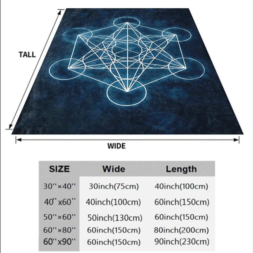 1pc a Mystical Geometric Metatron Cube Print Blanket, Soft And Reversible, Ideal for All Seasons. Perfect for Napping at The Office And Ensuring Comfort at Home. A Unique Gift Option Featuring Geometric Art