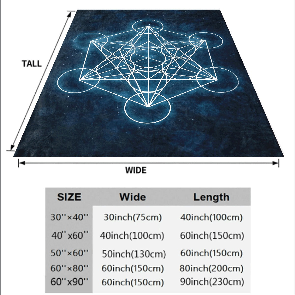 1pc a Mystical Geometric Metatron Cube Print Blanket, Soft And Reversible, Ideal for All Seasons. Perfect for Napping at The Office And Ensuring Comfort at Home. A Unique Gift Option Featuring Geometric Art