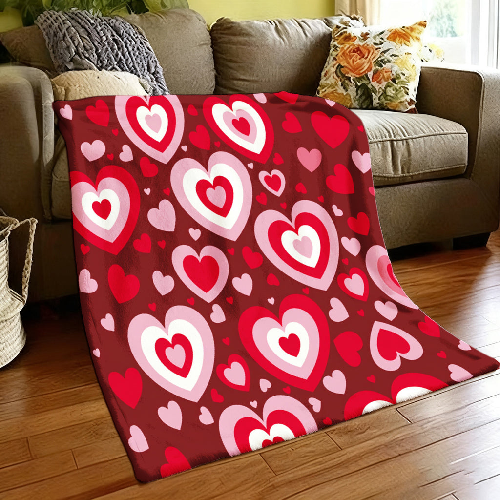 1pc Ultra-Soft Cozy Love Heart Print Bedspread/Throw Blanket - 280GSM All-Season Warm Machine Washable Bedspread Suitable for Boys, Girls,,, Birthdays, Valentine's Day Gift - Multicolor Heart Print Bedspread for Travel, Camping, Home Decor