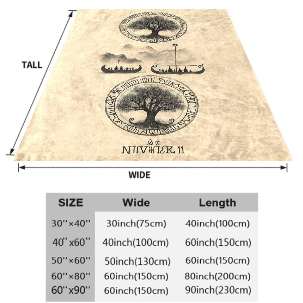 1pc A Polyester Blanket Featuring Viking Runes, The Tree of Life, And Viking Longship Patterns, Suitable for Sofas, Offices, Home, Camping, And Travel, a Versatile Nap Blanket, Perfect As a Fun Gift