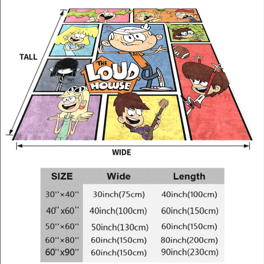 1pc Soft Flannel Blanket with The Loud House Cartoon Character Collage Print Vibrant Comic-Style Design for Room Decor Couch Throw Cozy Warm Fabric for All Seasons Machine Washable