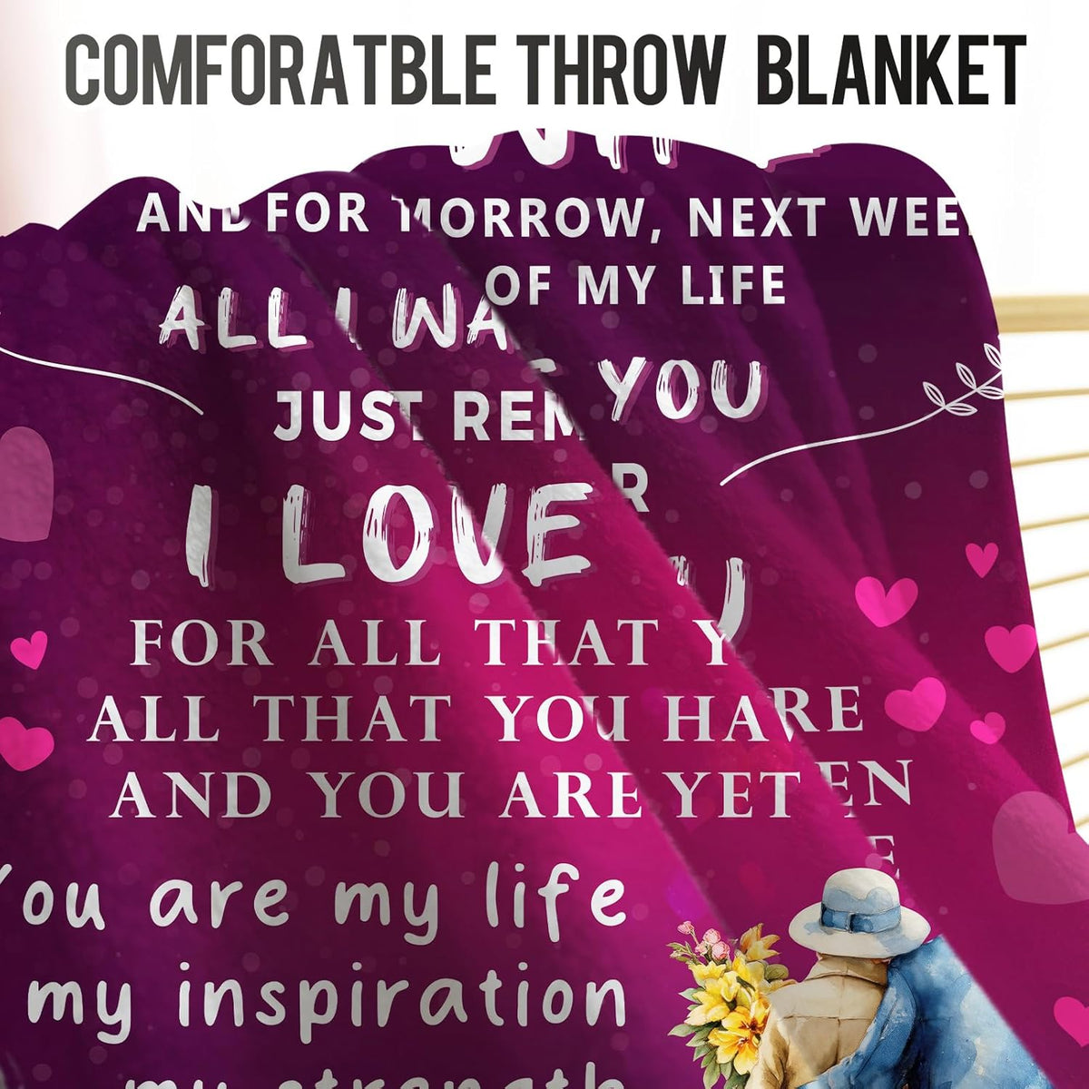 Wife Blanket Gifts for Wife from Husband, Romantic I Love You Wedding for Women Her, to My Wife Throw Blanket Christmas Valentines Birthday Gifts for Her Women Couple 60x50
