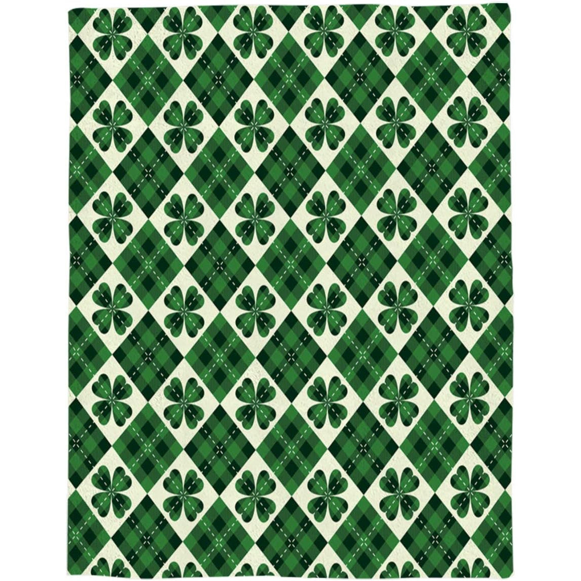 Flannel and Microfiber Soft Bed Throws Blanket | St. Patrick'S Day Scottish Checked Four-leaf Clover, All Season Warm, Lightweight, 39x49 inch for Living Room/Bedroom Decor