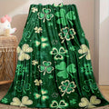 1pc 2D Flat Printing, Clover-Themed Blanket, Soft Fleece Blanket - Green And Beige Design, Multiple Sizes Available, Suitable for Living Room, Bedroom, Sofa, And Casual Reading