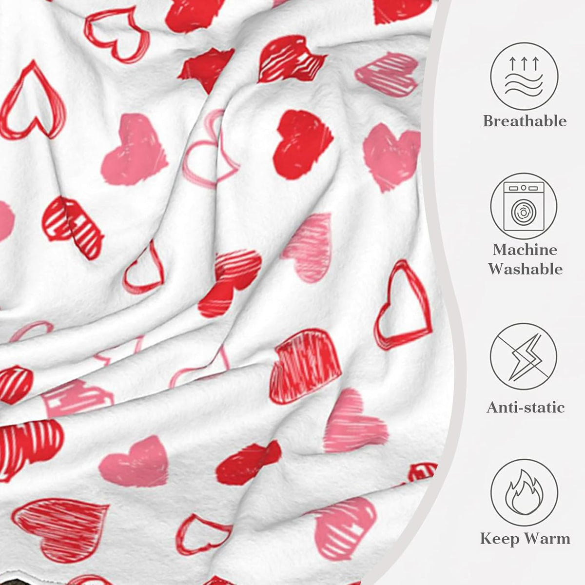 A Cozy And Soft Flannel Throw Blanket Featuring a Valentine'S Day Love Heart Design, Perfect for Your Girlfriend Or Sweetheart. This Lightweight Blanket in Pink And Red Is Ideal for Both The Sofa And Bed