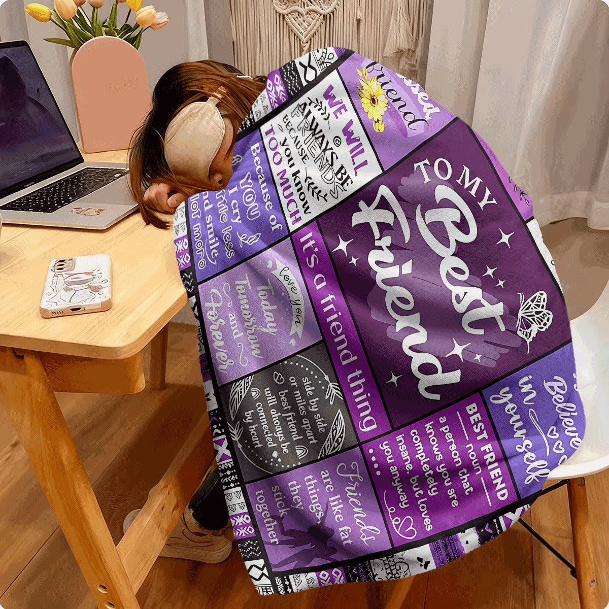 1pc Purple for best Friend Inspirational Quote Flannel Blanket Encouragement Message Design Soft Warm Throw for Couch Friendship Gift for Bestie