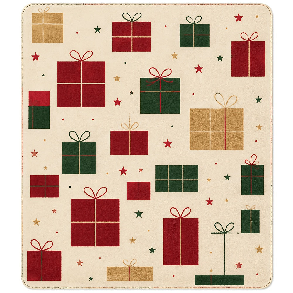 Blanket, Christmas Gift Geometric Block Blanket, Crimson Forest Green Gift Box Star Dot Pattern Soft Blanket, Living Room Sofa Bedroom Autumn And Winter Warm Holiday Home Decoration Blanket