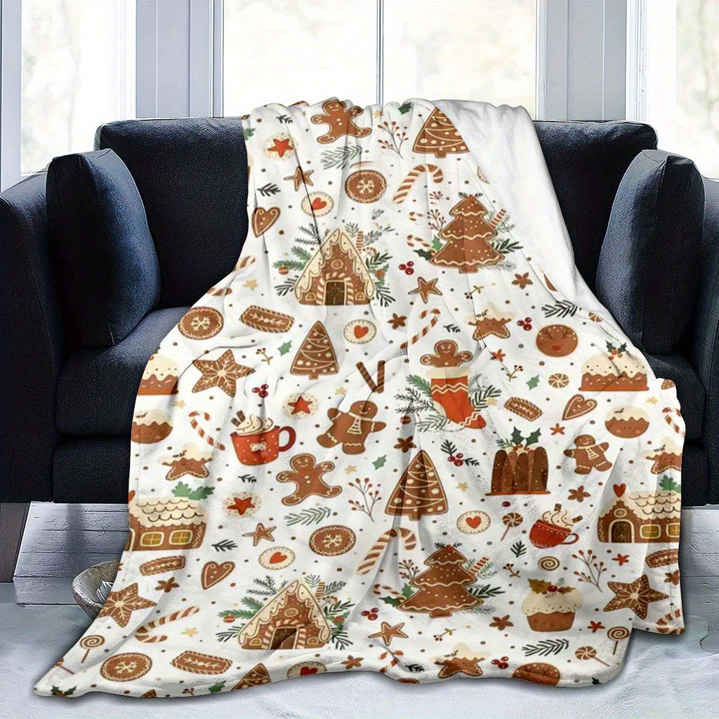 1 Comfortable Christmas Gift Blanket, Flannel Blanket with Christmas Element Patterns, Digital Print HD And Fade-Free, The Best Gift Blanket And Decoration, High-Quality Polyester Velvet