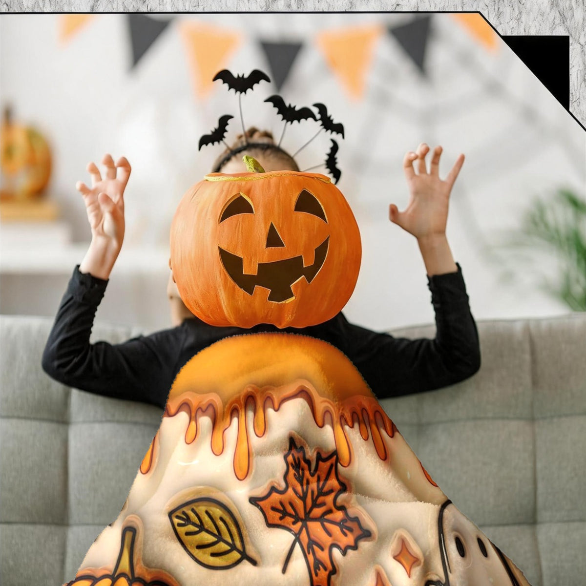 1pc 3D Embossed Ghost Pumpkin Maple Leaf Halloween Theme Flannel Blanket - Large Size, Soft, Lightweight, And Warm, Suitable for All Seasons - Perfect for Bed, Sofa, Office, Camping, And Travel - Ideal Choice for Blankets, Perfect Gift for Family