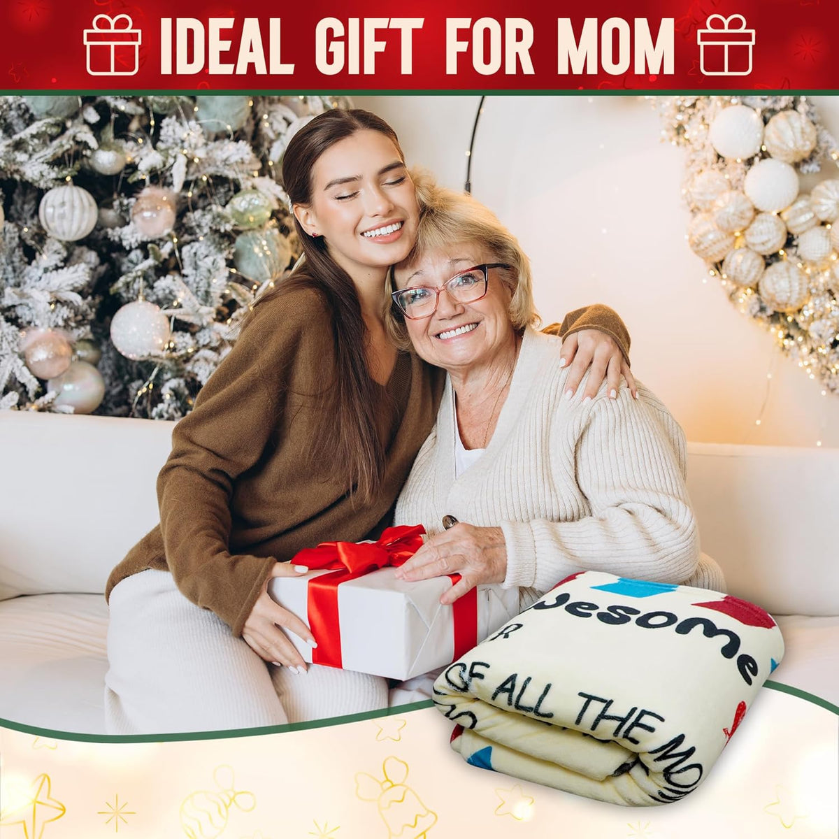 GEEMBI Christmas Birthday Gifts for Mom- Super Soft Flannel Throw Blanket for Couch 50x60 In- Mom Birthday Gifts from Daughter Son, Birthday Gift for Mother in Law, Mama Gift Ideas