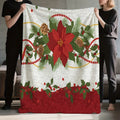 1pc Christmas Floral and Pinecone Pattern Flannel Blanket, Soft, Comfortable, and Warm, with a Red, White, and Green Design. A Four-season Universal Blanket and Warm Throw, Available in Multiple Sizes. Suitable for Living Room Sofas