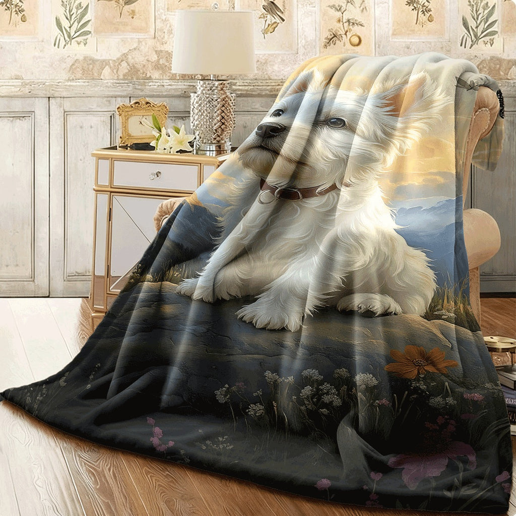 1pc West Highland Terrier Dog Blanket Westie Themed Soft Warm Throw for All-Season Cozy for Dorm Camping Travel Pet Lover Gift Throw Or Throw West Highland White Terrier Design