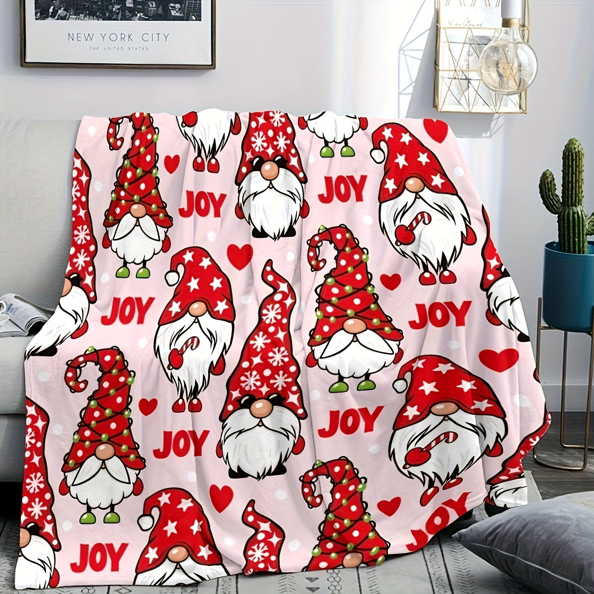 1 Christmas Elf Pattern Blanket, Red Printed Design, Full-body Throw Blanket, Soft Flannel Plush Surface, Lightweight and Durable, Multiple Sizes Available, Suitable for Holiday Decoration, Living Room Leisure, Bedroom Warmth, and Sofa Cover