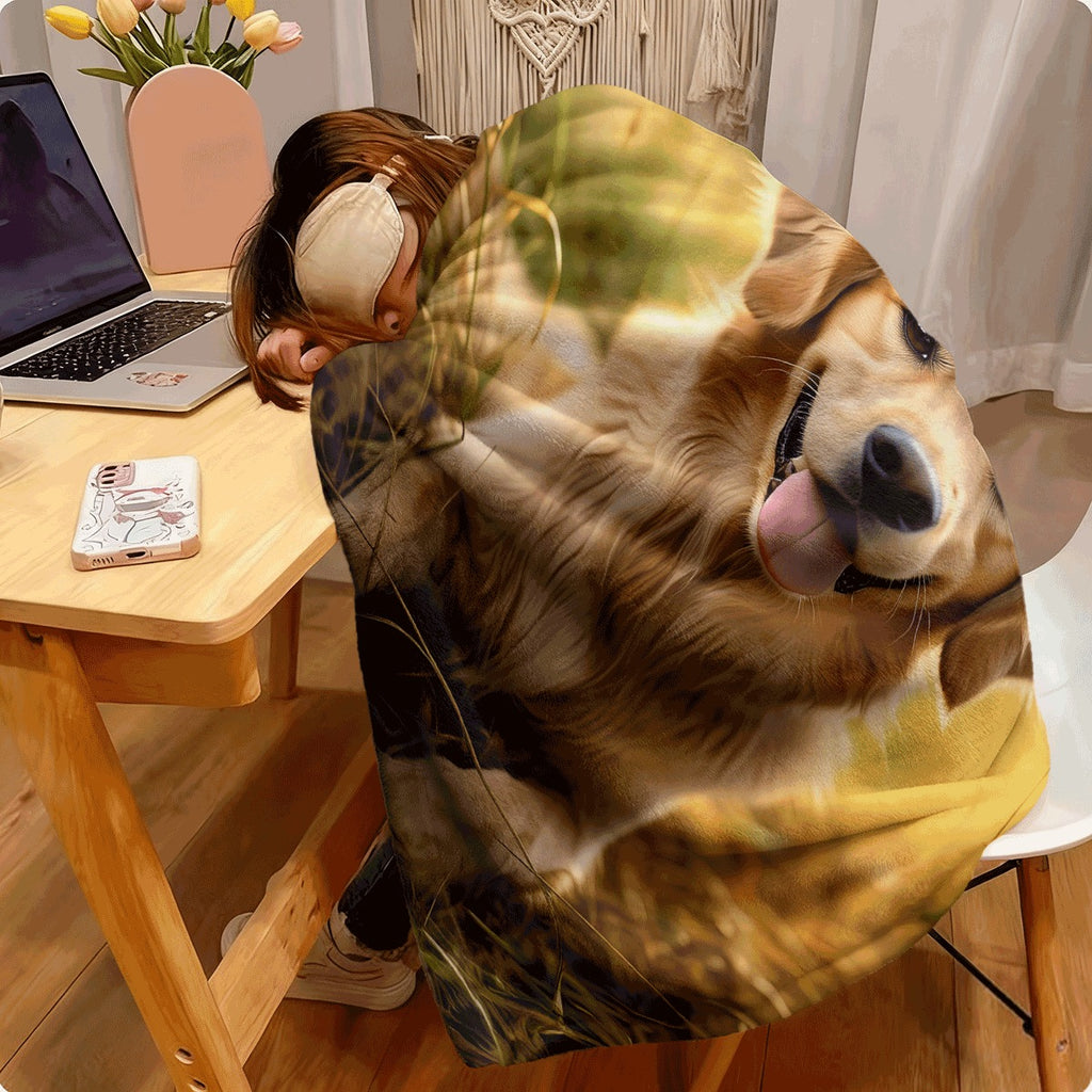 1pc Cozy Golden Retriever Flannel Blanket Warm Furry Puppy Print Soft Throw for Sofa Couch All-Season Comfortable Plush Dog Blanket for Pet Lovers Machine Washable Lightweight Flannel Material