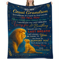 A Heartfelt Blanket Featuring Messages from His Great-Grandfather, Perfect for Birthdays, Holidays, Or Any Special Event to Convey Love And Support