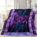 Purple Butterfly Flannel Blanket- Modern Style Reversible Digital Print Animal Theme, Suitable for All Seasons, Multifunctional Microfiber Bedding, Machine Washable- Moon Palace