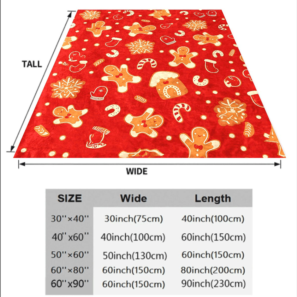 1pc Christmas Themed Gingerbread for Man & Holiday Elements Soft Flannel Blanket Warm Red Throw for Couch Festive Home Decor Cozy Christmas Gift