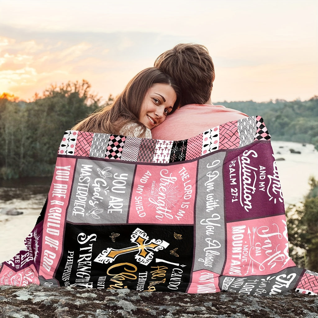 Christian Gift Blanket for Religious Enthusiasts, Soft Plush Sofa Blanket, TV Blanket, 1pc