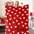 Valentine Fuzzy Blanket Love Heart Throw Blanket Red Cozy Flannel Blanket for Home Bed Sofa Couch Chair, 50 X 60 Inch