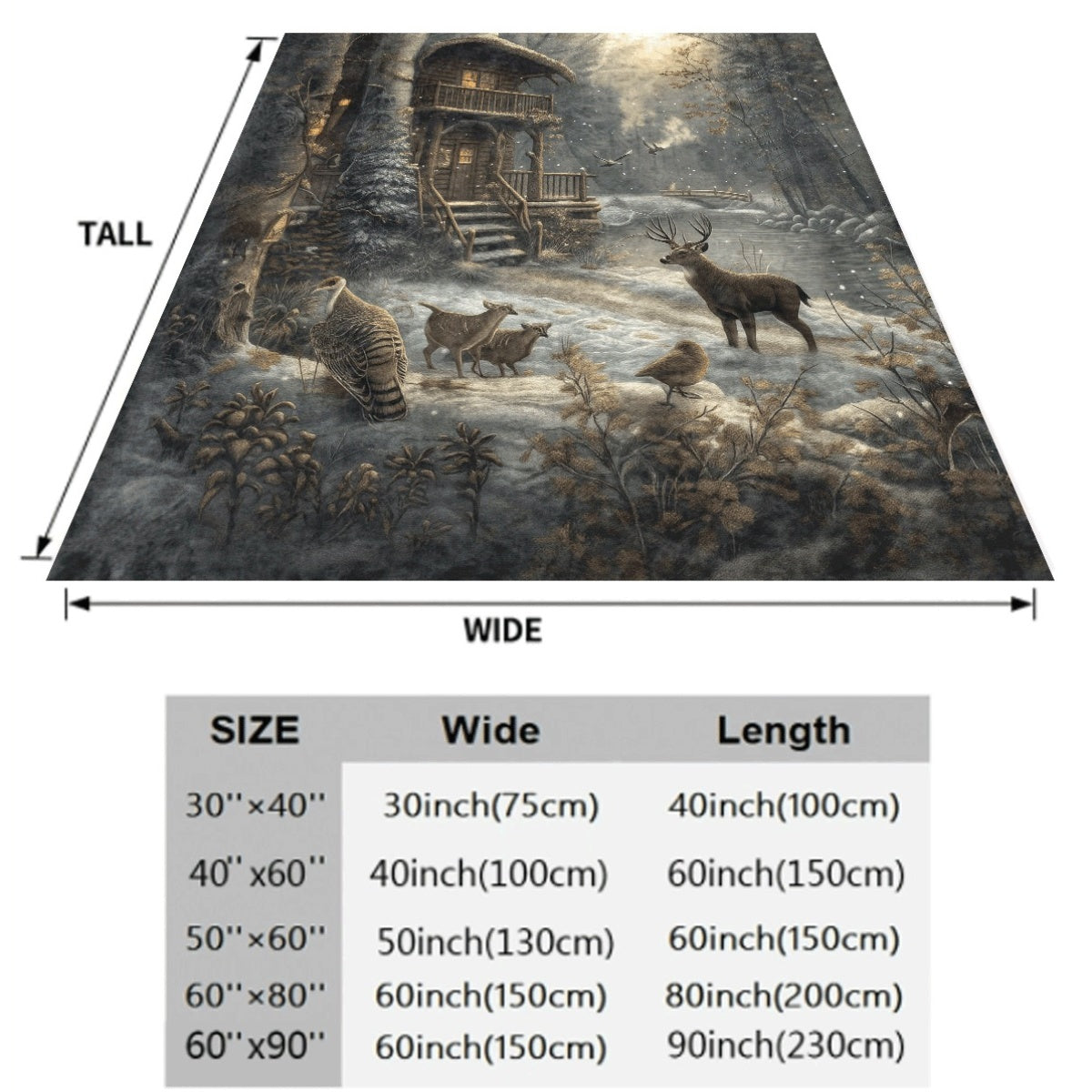 1pc Soft Flannel Elk And Deer Forest Blanket Thick Warm All-Season Throw Couch Throw Or Travel Cover Green Brown Gray Beige Hunting Lodge Design with Elk Deer And Birds Rustic Cabin Style