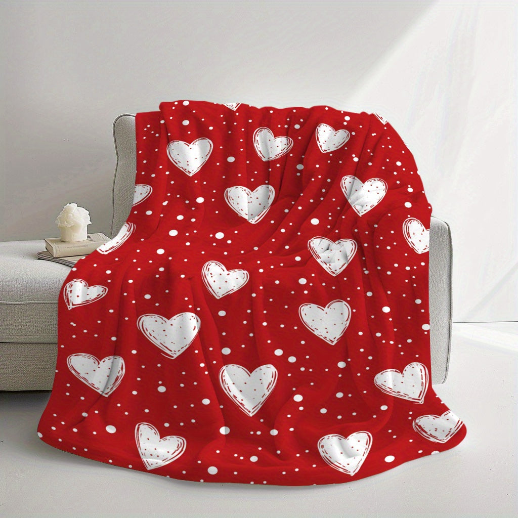 A Heart-patterned Blanket That's Warm and Cozy, Perfect for Commemorating Special Moments. It's an Ideal Holiday Gift for Classmates, Friends, Family, and Partners, Suitable for Naps, Camping, Travel, Car Use, and Home Office Decoration.