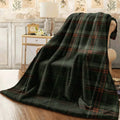 1pc Green And Brown Plaid Pattern Flannel Blanket Classic Checkered Design Soft Warm Throw for Sofa Cozy All-Season Plaid Flannel Material Retro Style Home Decor Accessory