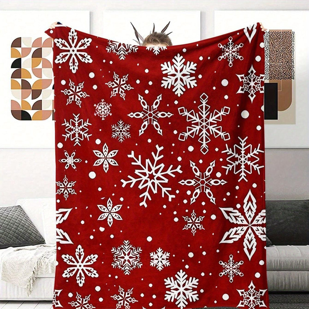 Cozy And Soft Christmas Blanket Featuring Snowflakes, Lightweight Yet Warm, Suitable for All Seasons, Perfect for Beds And Sofas, Weighing 280Gsm
