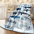 1pc Cozy Whale Pattern Flannel Throw Blanket Soft, Warm, And Versatile for Couch, Bed, Office, And Travel
