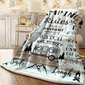 1pc Vintage Camping-Themed Flannel Blanket Soft All-Season Indoor Outdoor Throw with Retro Camper Pine Trees & Campfire Design Camping Rules Text Perfect for Sofa Camping Trips Ideal
