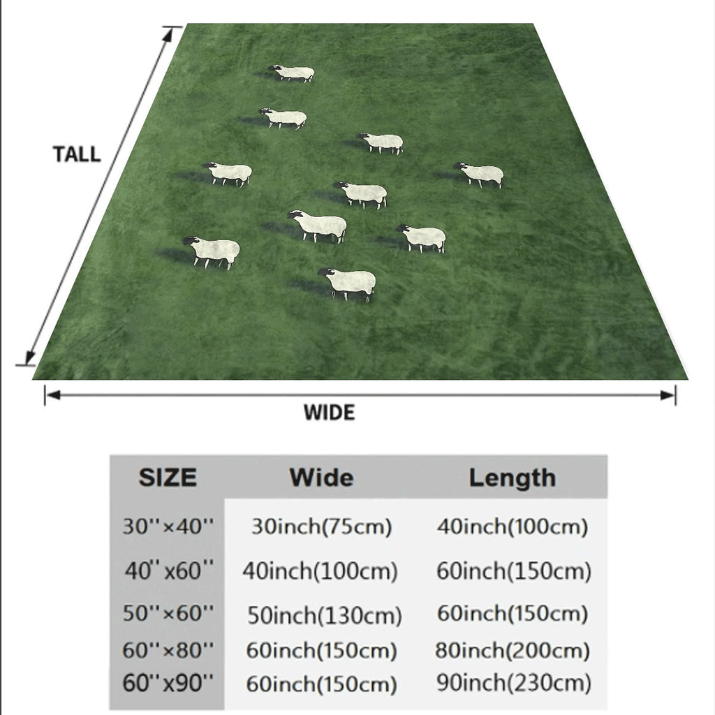 1pc Cute Flannel Throw Blanket Green Background with Adorable White Sheep Pattern Soft Warm Fabric for Sofa Cozy Home Decor