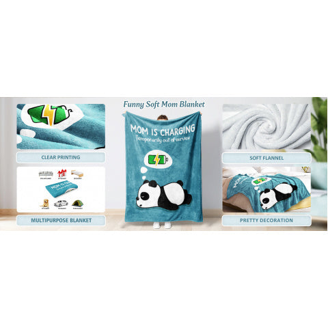 Craftique Humorous Presents for Mother'S Birthday And Valentine'S Day - Mom Is a Charging Blanket - Gifts for New Mothers, an Ultra-Soft Throw Blanket for Napping And Travel, Measuring 60 by 50