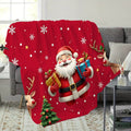 1pc, 1pc Santa Claus and Reindeer Pattern Red Flannel Blanket, Soft, Comfortable, and Warm, Festive Design, Durable Plush Surface, All-season Universal Sofa Blanket, Thermal Throw Blanket, Multiple Sizes Available, Suitable for Living Room Sofas