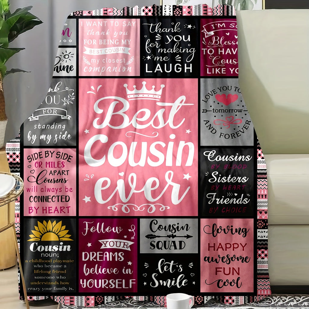 [Women's Blanket] 1pc Cousin Gift Women's Soft Flannel Blanket- Gifts for Female Cousin- Cousin Birthday Gift Ideas, Thoughtful Present, Sentimental Keepsake, Cozy Aesthetic, Stylish Blanket, Durable Blanket, Highquality Flannel, Warm Blanket