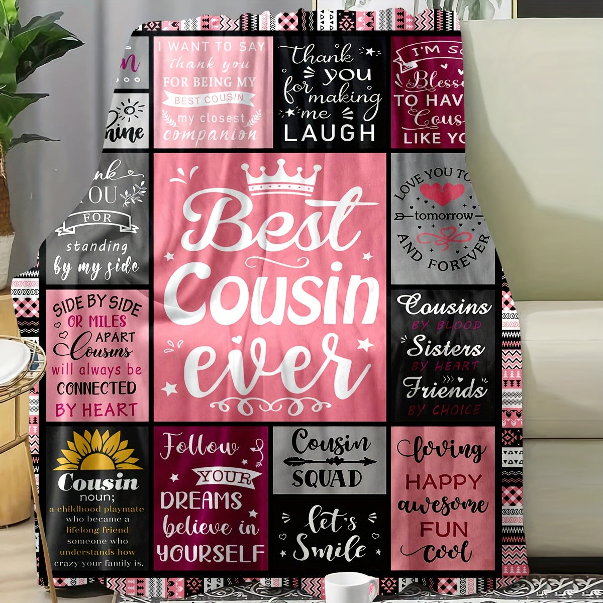 [Women's Blanket] 1pc Cousin Gift Women's Soft Flannel Blanket- Gifts for Female Cousin- Cousin Birthday Gift Ideas, Thoughtful Present, Sentimental Keepsake, Cozy Aesthetic, Stylish Blanket, Durable Blanket, Highquality Flannel, Warm Blanket