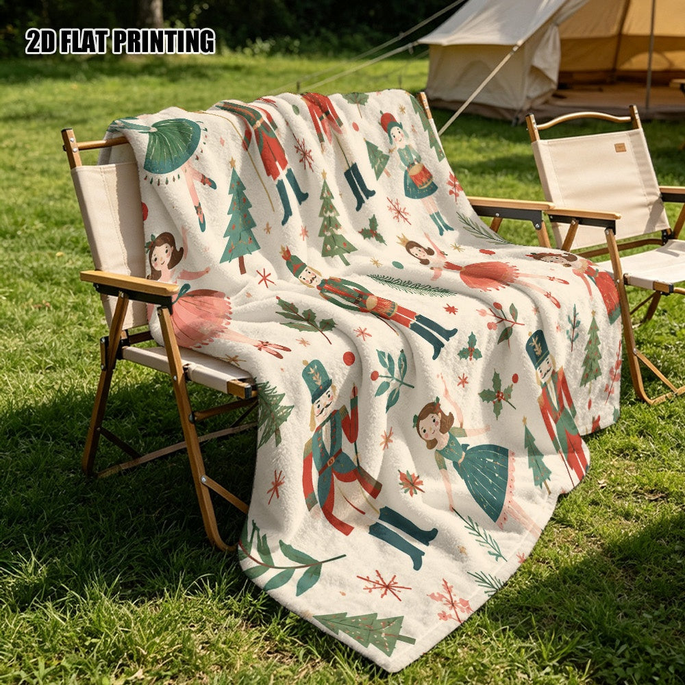 2D Flat Printing, 1pc Ultra-Soft Christmas Nutcracker Ballet Print Flannel Blanket - Suitable for Use, Sofas, Chairs, And Patios - Comfortable And Warm in All Seasons, 2D Flat