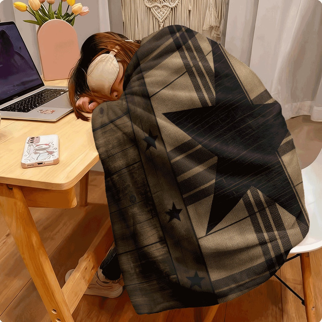 1pc Rustic Star Design Throw Blanket Cozy Lightweight All-Season Polyester Ding with Digital Print Perfect for Sofa Travel and Camping Camping Accessory Cozy Home Decor Soft T