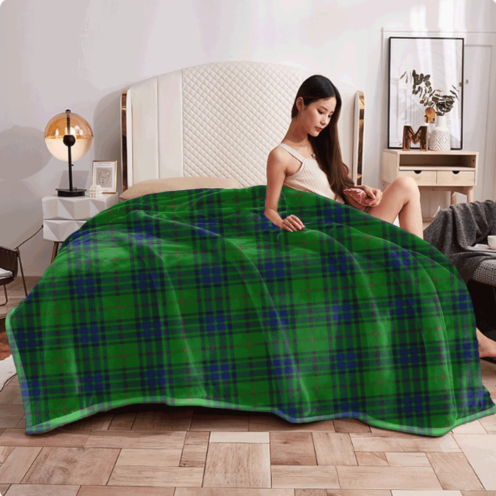 1pc Rustic Green Plaid Flannel Throw Blanket Soft Sofa Cover All-Season Allergen-Free Machine Washable Digital Print Polyester 200-250g Square Kilogram Multi-Purpose Home Ding