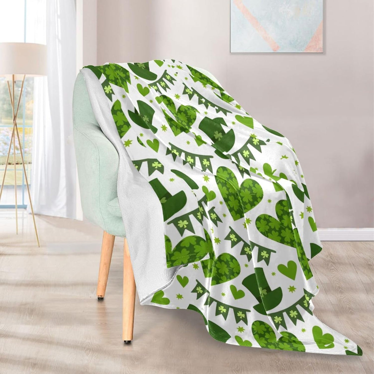 St. Patrick's Day Throw Blanket for Girls Boys, 50 X60, Lightweight Fuzzy Flannel Blanket for Couch, Sofa,, Travel