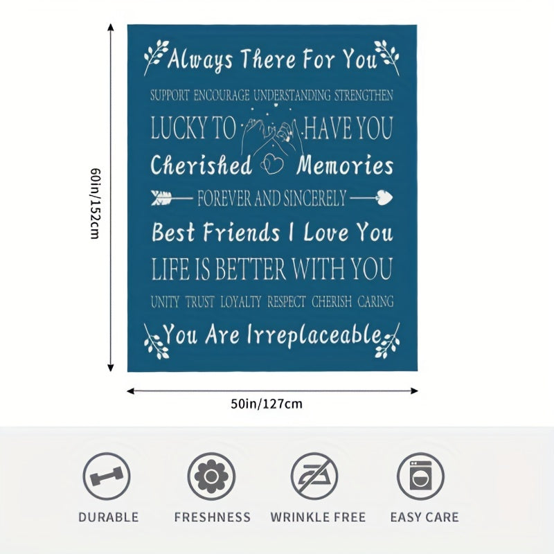 1pc Best Friend Text Pattern Throw Blanket, Birthday Gifts for Women, Unique Female Friendship Gifts for Bestie, Throw Blanket for Bed Sofa Couch, 50*60in
