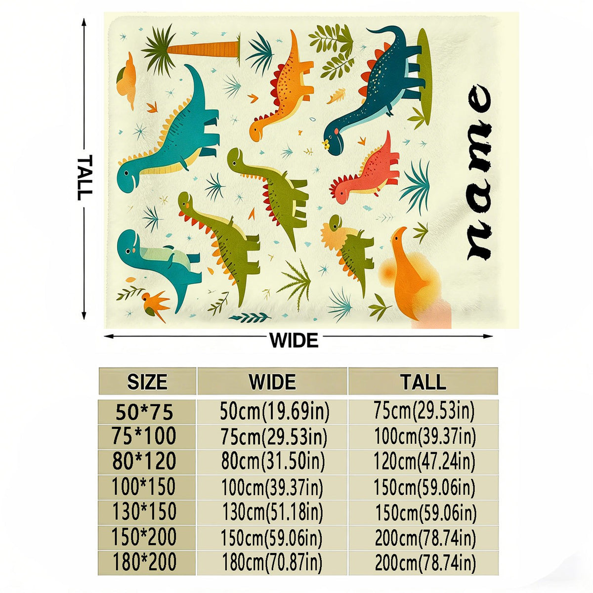 Personalized Custom Name Blanket, Cute Cartoon Baby Dinosaur Flannel Blanket, Plush Blanket Gift for Outdoor Enthusiasts, All-Season Gift Blanket Suitable for Home and Travel, Comfortable Personalized Blanket, Holiday Gift for Family and Friends