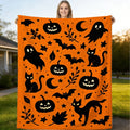 Halloween Fleece Blanket, Soft And Comfortable Throw, Pumpkin Cat Bat Pattern, Suitable for Office, Sofa, Living Room, Warm Decorative Item, Home Holiday Decor Gift