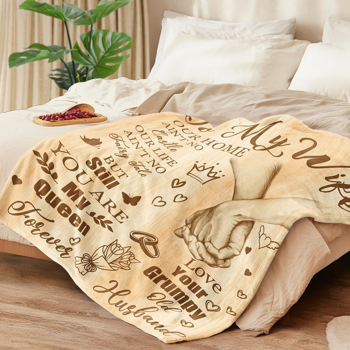 Anniversary for Wife from Husband Romantic Healing Thoughts Blanket for Women Perfect Wife Birthday Gift Ideas(Mother's Day Wedding Valentine's Idea) 60x50