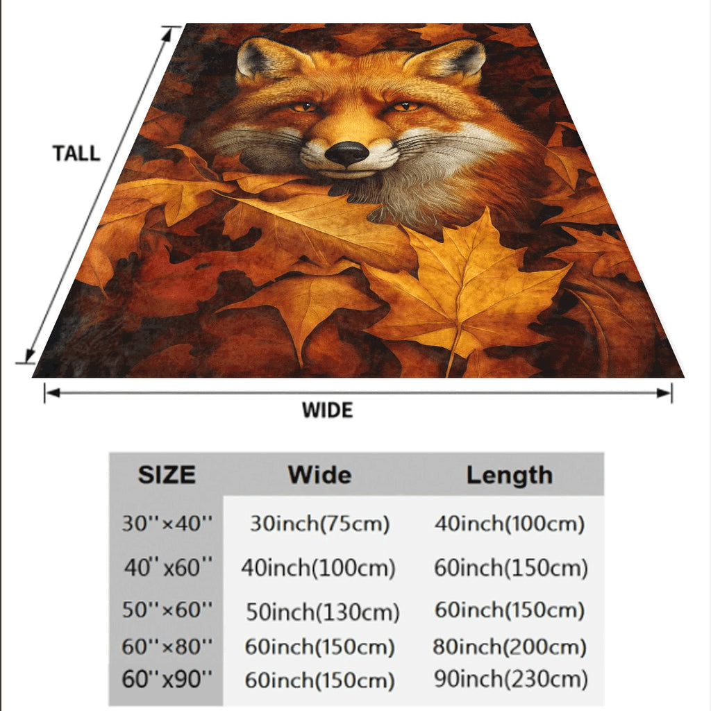 1pc Autumn Fox & Fall Leaves Throw Blanket Lightweight Flannel Sofa Spread with Reddish-Brown Fox Soft Warm All-Season Blanket for Couch Living Room Office Travel Cozy Home Decor Gift
